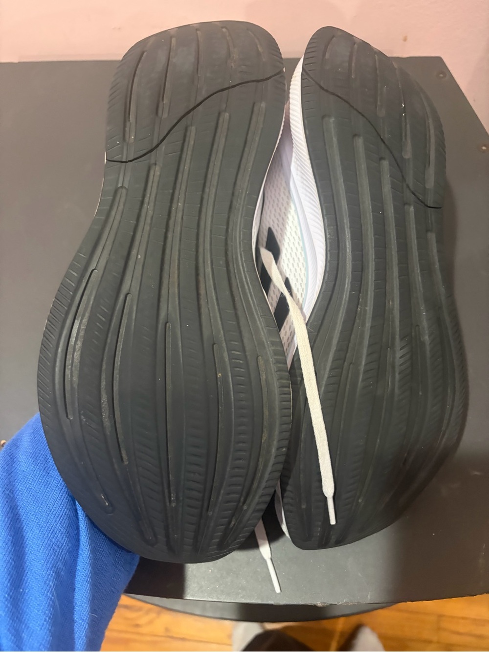 adidas Men's White and Blue Athletic Sneakers - Picture 5 of 5